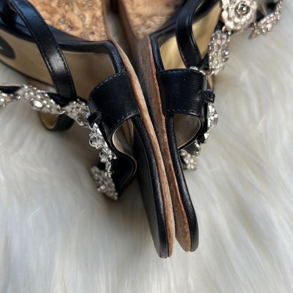 Chanel Black Camellia Charm Wedge Sandals - Picture 11 of 15